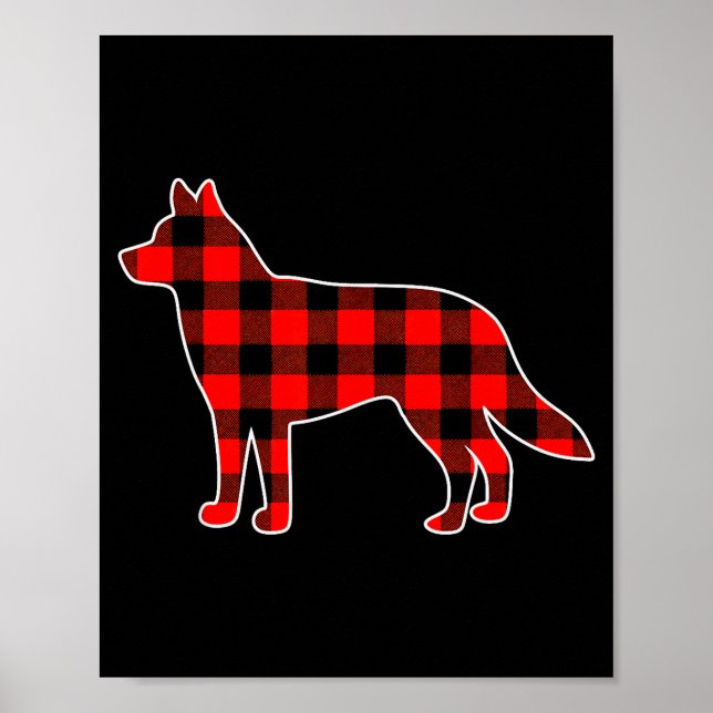 Red Buffalo Plaid Pajama Husky Christmas Dog Lover Poster (Front)