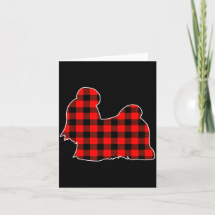 Red Buffalo Plaid Pajama Shih Tzu Christmas Dog Lo Card