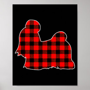 Red Buffalo Plaid Pajama Shih Tzu Christmas Dog Lo Poster