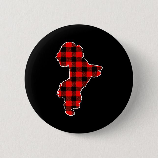 Red Buffalo Plaid Pajama Westie Christmas Dog Love 6 Cm Round Badge (Front)