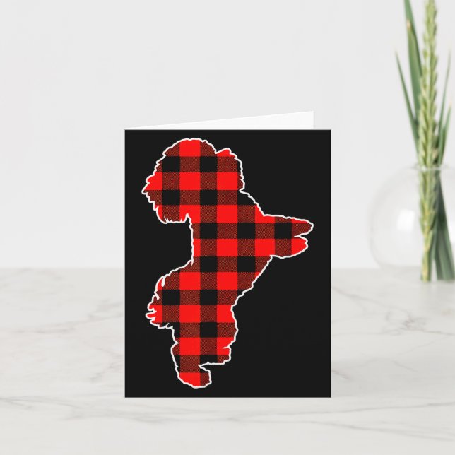 Red Buffalo Plaid Pajama Westie Christmas Dog Love Card (Front)