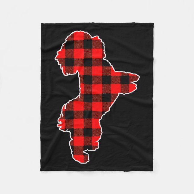 Red Buffalo Plaid Pajama Westie Christmas Dog Love Fleece Blanket (Front)