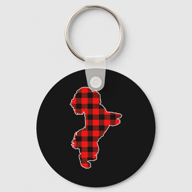 Red Buffalo Plaid Pajama Westie Christmas Dog Love Key Ring (Front)
