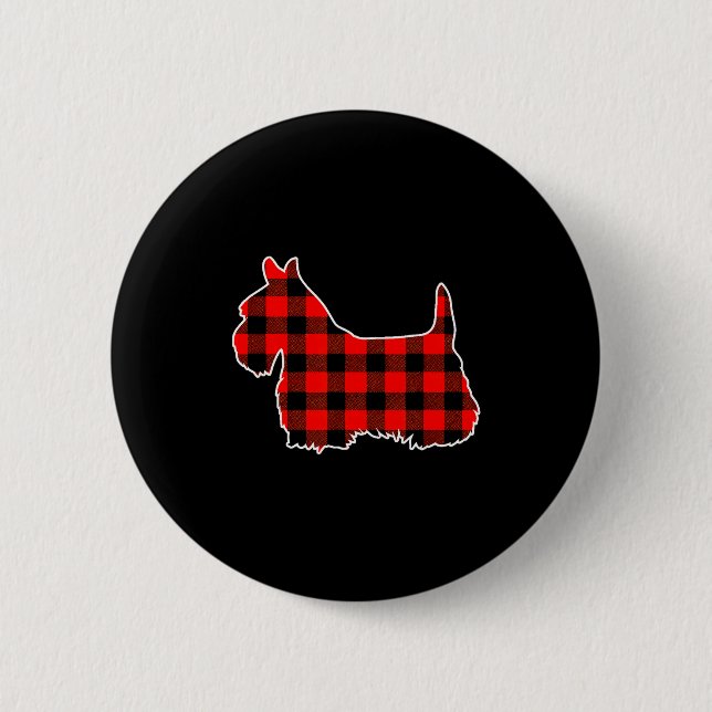 Red Buffalo Plaid Pajama Yorkshire Terrier Christm 6 Cm Round Badge (Front)