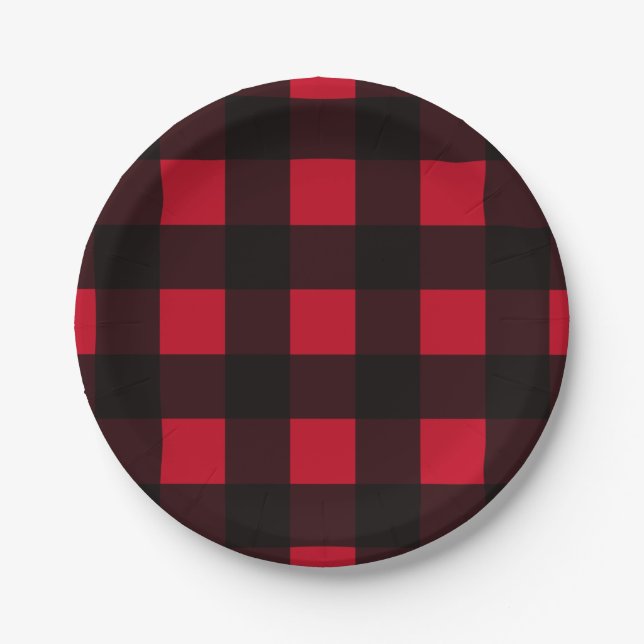 Red Buffalo Plaid Paper Plate (Front)