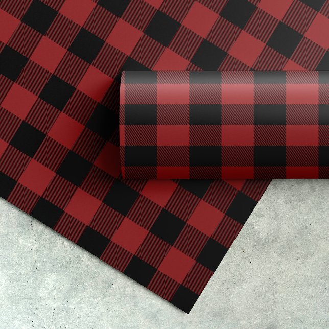 Red Buffalo Plaid Pattern Christmas Gift Wrapping Paper (Creator Uploaded)