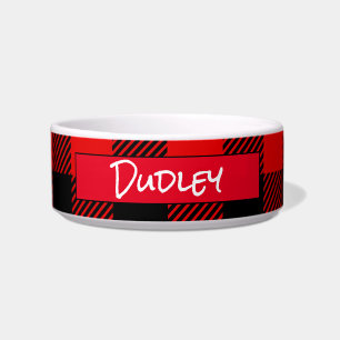 Red Buffalo Plaid Pattern Personalised Bowl