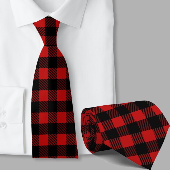 Red Buffalo Plaid Pattern Winter Theme Tie (Creator Uploaded)