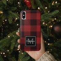 Red Buffalo Plaid | Personal Initial | Gift