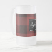 Red Buffalo Plaid | Personal Initial | Gift Froste Frosted Glass Beer Mug (Front Left)