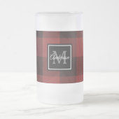 Red Buffalo Plaid | Personal Initial | Gift Froste Frosted Glass Beer Mug (Center)