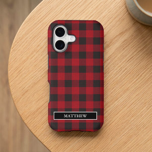 Red Buffalo Plaid Personalised Name
