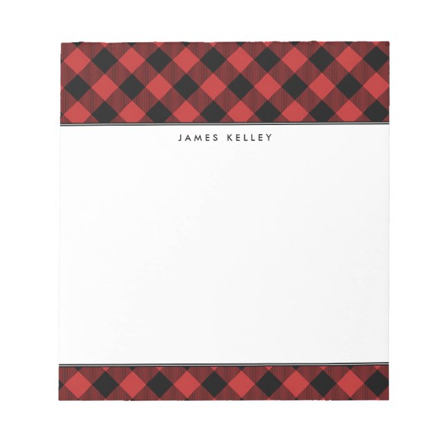 Red Buffalo Plaid Personalised Notepad (Front)