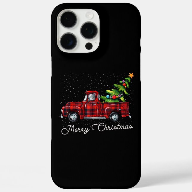 Red Buffalo Plaid Pickup Truck with Tree Merry Chr Case-Mate iPhone Case (Back)