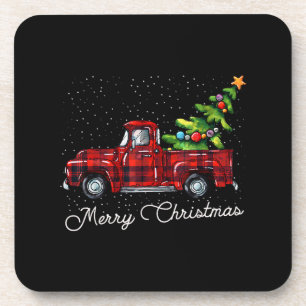 Red Buffalo Plaid Pickup Truck with Tree Merry Chr Coaster