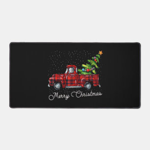 Red Buffalo Plaid Pickup Truck with Tree Merry Chr Desk Mat