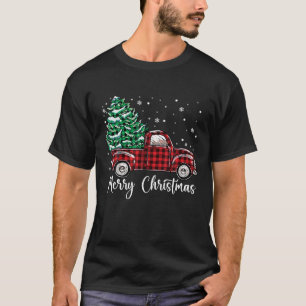 Red Buffalo Plaid Pickup Truck with Tree Merry Chr T-Shirt