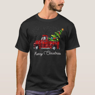 Red Buffalo Plaid Pickup Truck With Tree Merry Chr T-Shirt