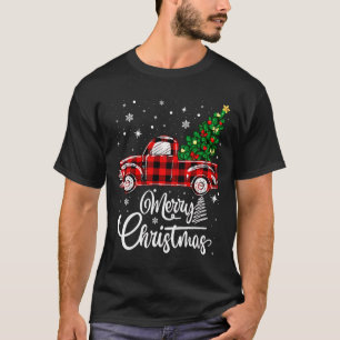 Red Buffalo Plaid Pickup Truck With Tree Merry Chr T-Shirt
