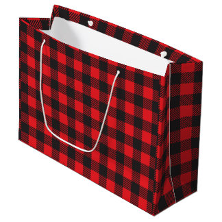 RED BUFFALO PLAID PRINT | Large Gift Bag