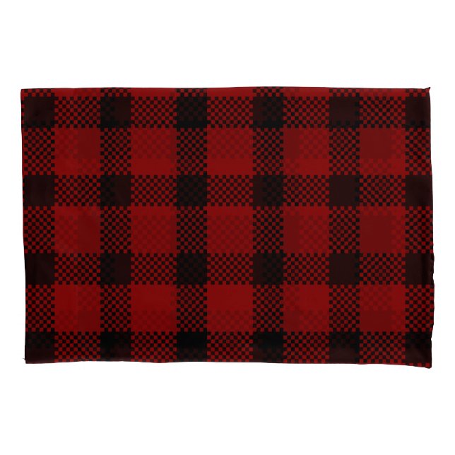 Red buffalo plaid print pillowcase (Front)