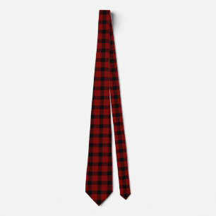 Red buffalo plaid print tie