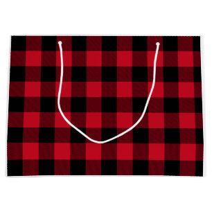 Red Buffalo Plaid, Red Flannel Large Gift Bag