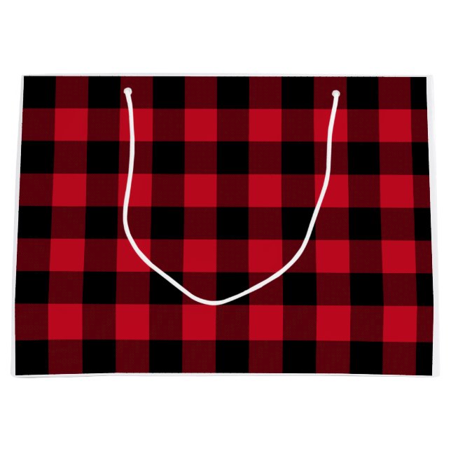 Red Buffalo Plaid, Red Flannel Large Gift Bag (Front)