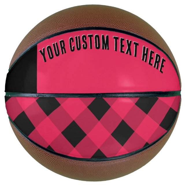 Red Buffalo Plaid Rustic Country Style Basketball (Front)