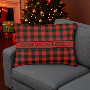 Red Buffalo Plaid Rustic Pattern for Masculine  Decorative Cushion
