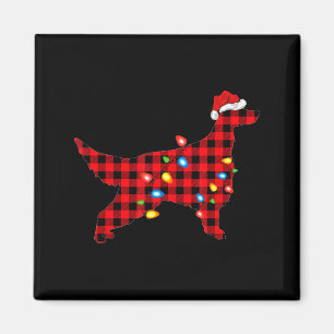 Red Buffalo Plaid Santa Irish Setter Dog Christmas Magnet