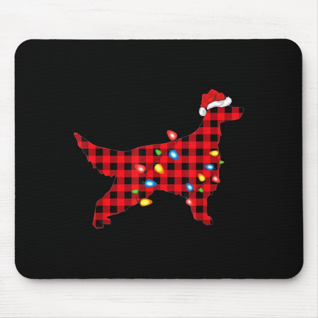 Red Buffalo Plaid Santa Irish Setter Dog Christmas Mouse Pad (Front)
