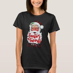 Red Buffalo Plaid Santa's Favourite Nurse Xmas Nur T-Shirt