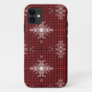 Red Buffalo Plaid Snowflake Pattern iPhone 11 Case