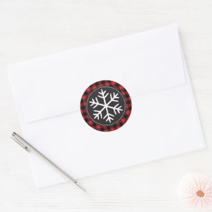 Red buffalo plaid snowflake sticker