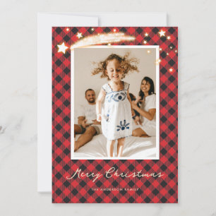 Red Buffalo Plaid Stars Photo Christmas Cards