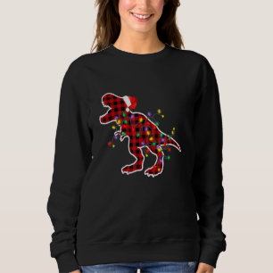 Red Buffalo Plaid T Rex Dinosaur Christmas Pyjamas Sweatshirt