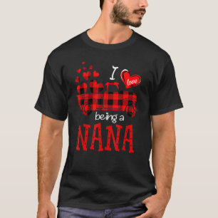 Red Buffalo Plaid Truck I Love Being A Nana Heart T-Shirt