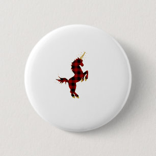 Red Buffalo Plaid Unicorn Christmas Tee for Mum &  6 Cm Round Badge