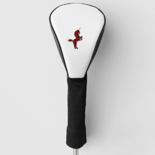 Red Buffalo Plaid Unicorn Christmas Tee for Mum & Golf Head Cover