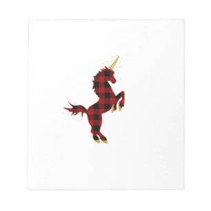 Red Buffalo Plaid Unicorn Christmas Tee for Mum & Notepad
