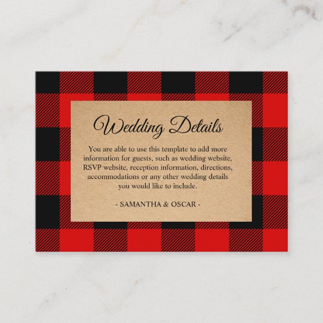 Red Buffalo Plaid Vintage Craft Enclosure Card (Front)