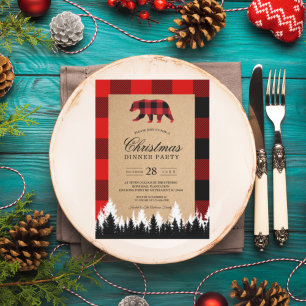 Red Buffalo Plaid Vintage Craft Invitation