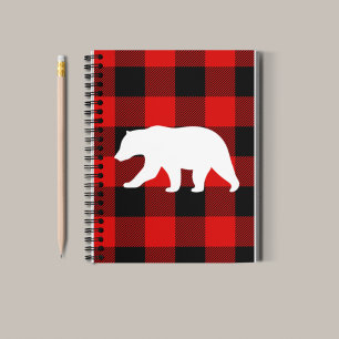 Red Buffalo Plaid & White Bear Notebook