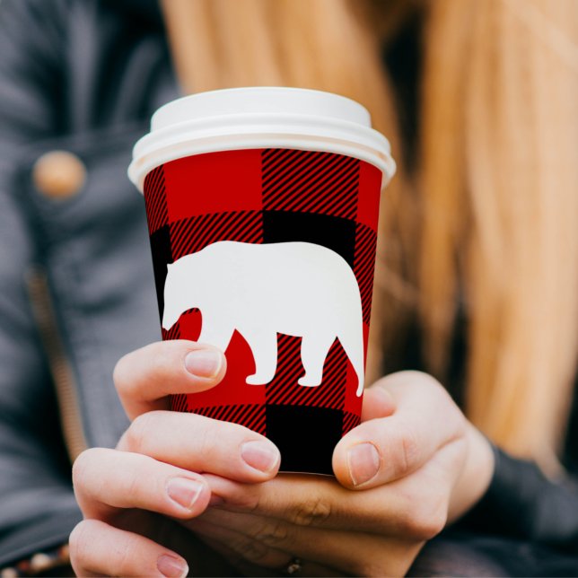 Red Buffalo Plaid & White Bear Paper Cups (Creator Uploaded)