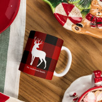 Red Buffalo Plaid & White Deer | Personal Name