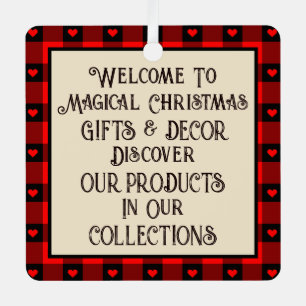  Red Buffalo Plaid With Hearts Add Photo Christmas Metal Tree Decoration