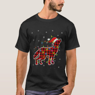 Red Buffalo Plaid Wolf Santa Christmas Pyjamas Mat T-Shirt