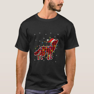Red Buffalo Plaid Wolf Santa Christmas Pyjamas Mat T-Shirt