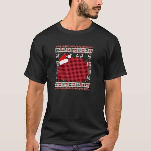 Red Buffalo Plaid Wombat Lovers Ugly Xmas Family M T-Shirt (Front)